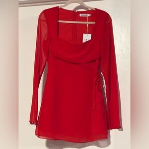Beginning Boutique Vibrant Red Long Sleeve Dress